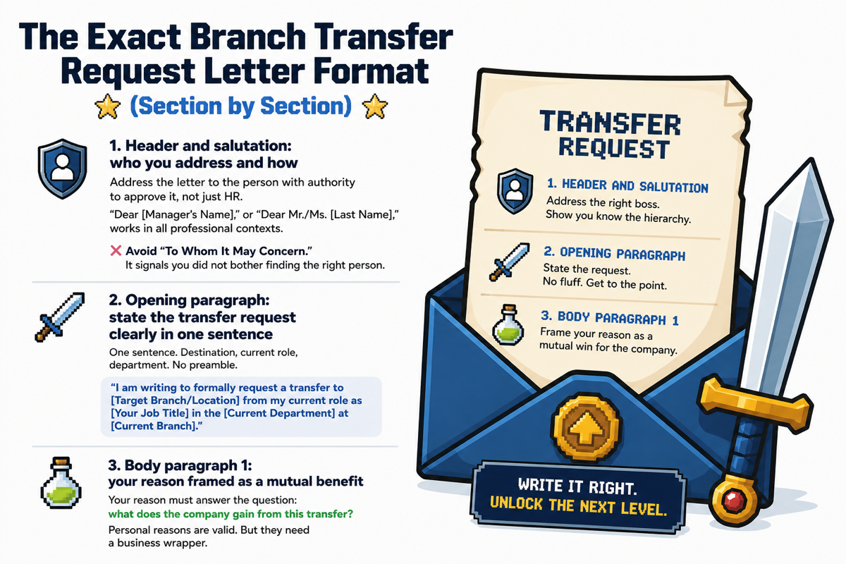 Illustration for The Exact Branch Transfer Request Letter Format (Section by Section)